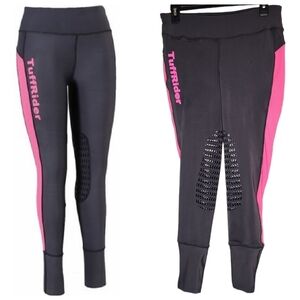 NWT TuffRider Equestrian Marathon Riding Tight Pants Grey Pink Size Medium
